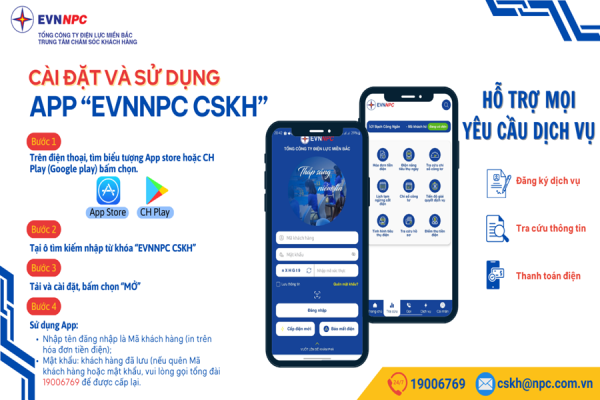Tải và cài đặt miễn phí App CSKH để chủ động tra cứu thông tin sử dụng điện miễn phí – phòng tránh tin tặc và nhận tin nhắn lừa đảo